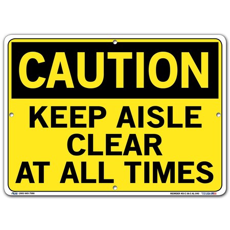 Vestil Aluminum Sign, 10-1/2" H, 14-1/2" W, Aluminum, Rectangle, English, SI-C-36-C-AL-040 SI-C-36-C-AL-040